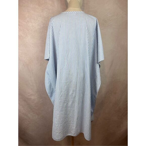 Blue Pin Stripe National 100% Cotton Kaftan Caftan - Picture 2 of 7
